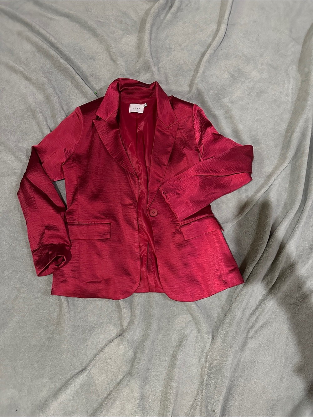 Lush Red Satin Single-Button Blazer